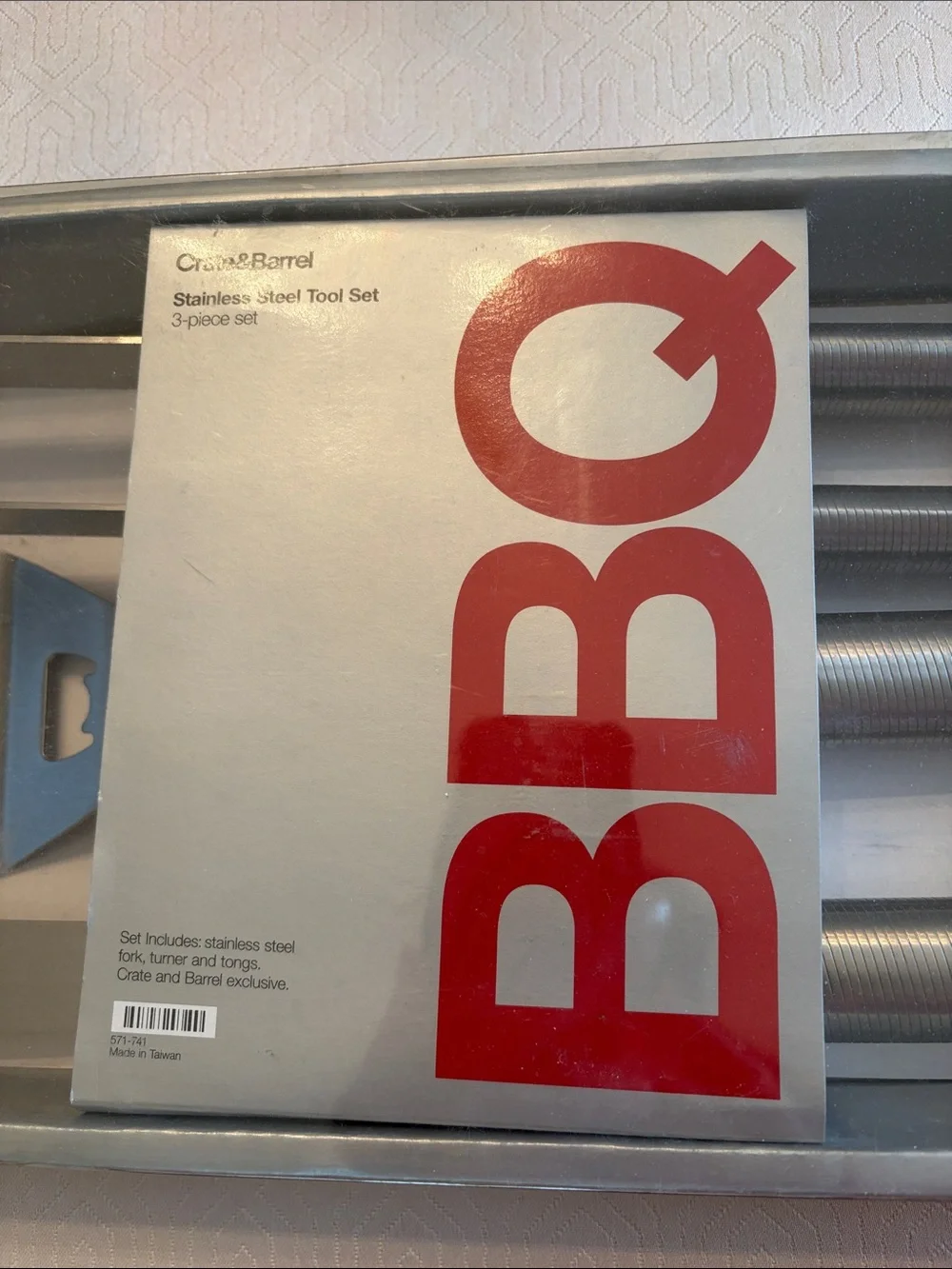 NWOT Crate&Barrel Stainless Steel BBQ Tool Set -3 piece